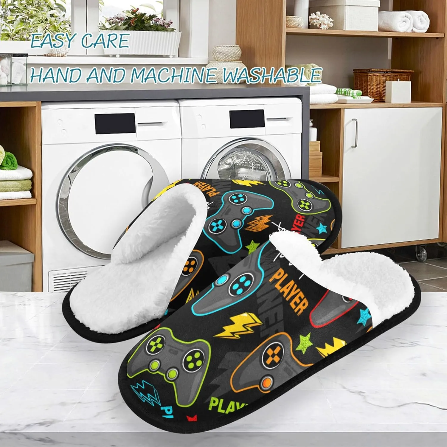 Colorful Video Game Slippers Soft Non-Slip Indoor Women Men House Slippers Home Shoes