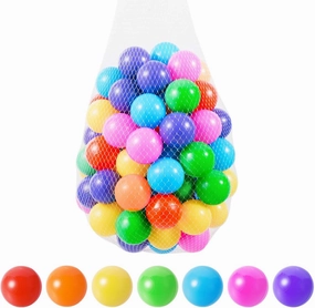 Colorful Ball Pit Balls 100pcs for Kids, BPA & Phthalate Free, Crush Proof and Non-Toxic, Plastic Balls for Ball Pit with Reusable Net Bag - Perfect for Play Tents & Parties