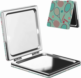 Colorful Racket Tennis Ball Mini Makeup Mirror Portable Pocket Cosmetic Mirror Folding Compact Mirror