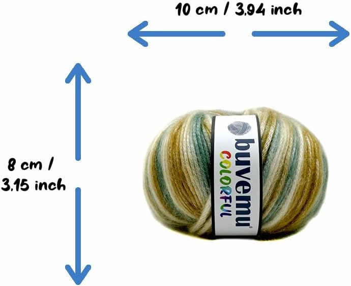 Colorful Self-Striping Multicolor Fuzzy with Subtle Sheen Yarn,V PolyesterD Acrylic, Each 1.76Oz (50 gr)/ 125yds(115m)(4 Balls) (Teal, Ecru, Camel)