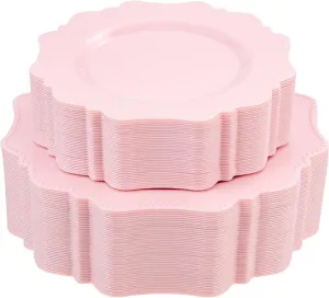 COLOSUS Disposable Pink Party Plastic Plates Set, 60 Pack (30 Guest) Dinner & Salad/Dessert Plate for Spring Wedding Birthday Party Dinner,Easter Day party plates
