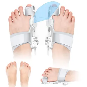 Comfort Bunion Corrector for Women & Men, Orthopedic Toe Straightener, Adjustable Splint Bunion Pads Day Night Support with Toe Separator for Relief (White 2PCS)