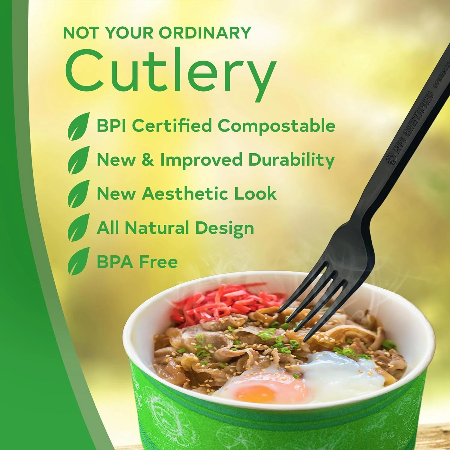 Compostable Cutlery Set, Plant-Based Compostable Utensils Disposable, Dishwasher-Safe Compostable Silverware, 380-Piece Disposable Cutlery, Plant a Tree with Every Box, Charcoal Black