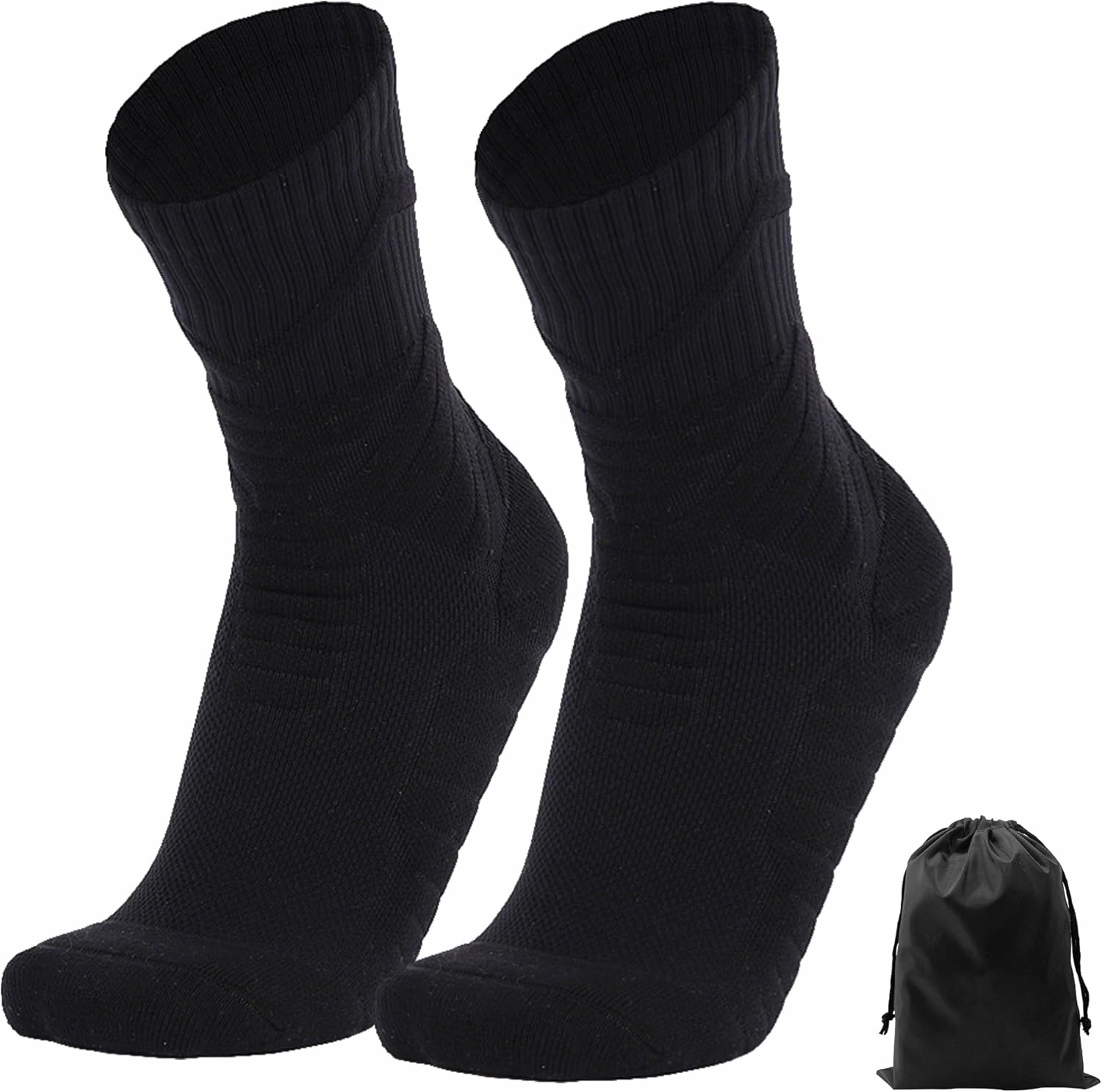 Compression Crew Socks for Men - Moisture-Wicking Anti-Blister Cushioned Athletic Running Hiking Basketball Socks