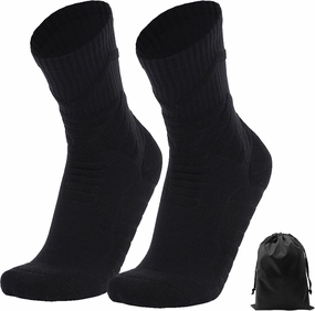Compression Crew Socks for Men - Moisture-Wicking Anti-Blister Cushioned Athletic Running Hiking Basketball Socks