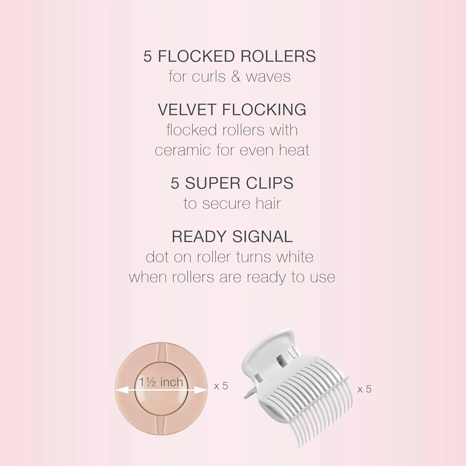 Conair Double Ceramic Hot Rollers for Long, Medium, and All Hair - Hair Curler - Hair Roller Clips Included - 1 1/2-inch Rollers