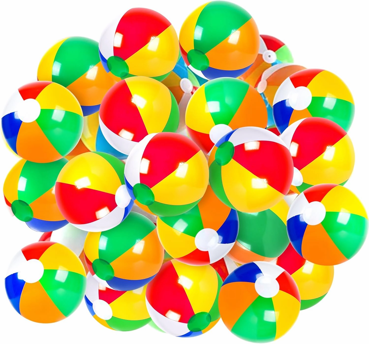 Coopay 12/24/36 Pack 16" Large Inflatable Colorful Beach Balls Classic Rainbow Swimming Pool Ball Birthday Beach Party Decoration Summer Water Games Gifts 16 to 12 Inches from Deflated to Inflated