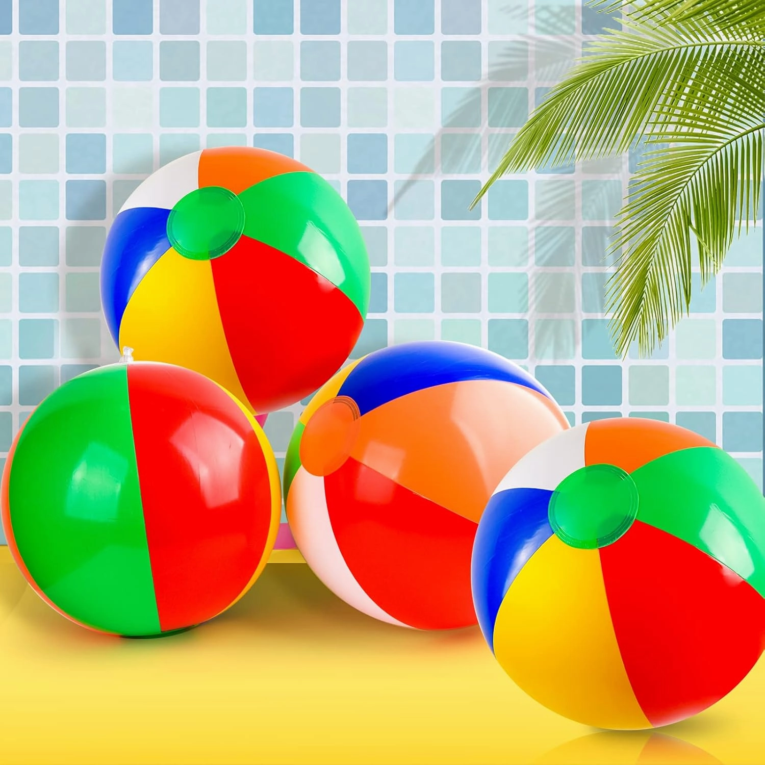 Coopay 12/24/36 Pack 16" Large Inflatable Colorful Beach Balls Classic Rainbow Swimming Pool Ball Birthday Beach Party Decoration Summer Water Games Gifts 16 to 12 Inches from Deflated to Inflated