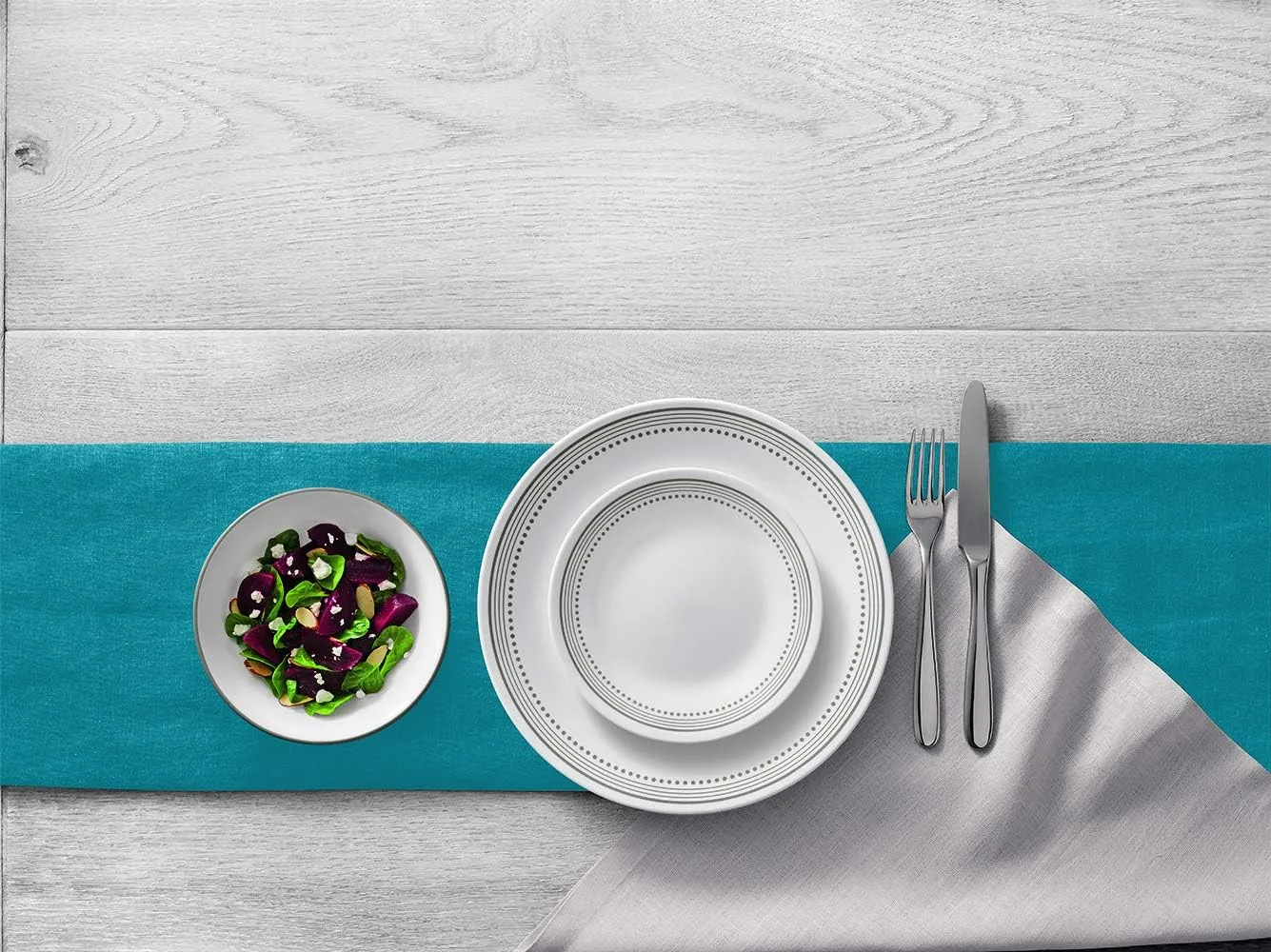 Corelle Vitrelle 18-Piece Service for 6 Dinnerware Set Triple Layer Glass and Chip Resistant, Lightweight Round Plates and Bowls Set, Mystic Gray
