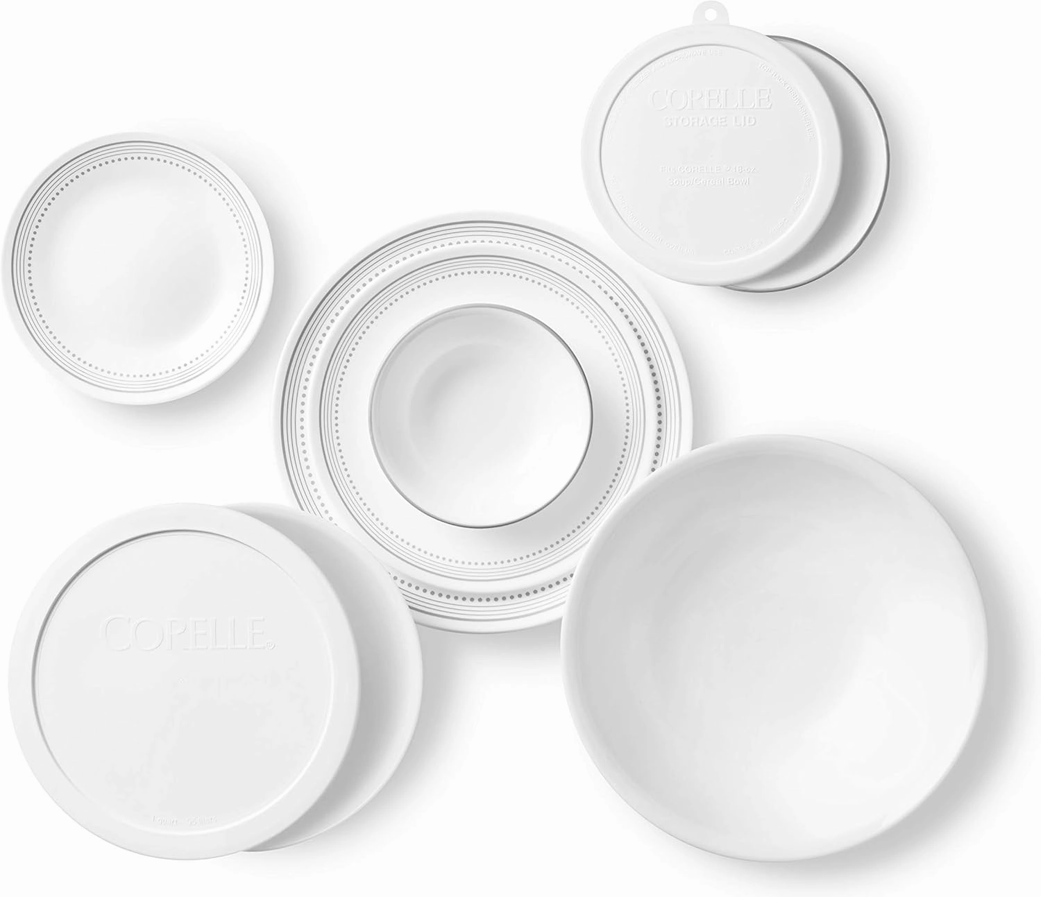Corelle Vitrelle 78-Piece Service for 12 Dinnerware Set, Triple Layer Glass and Chip Resistant, Lightweight Round Plates and Bowls Set, Mystic Gray