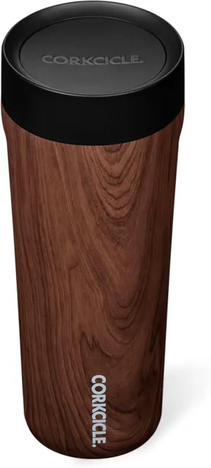 Corkcicle Commuter Cup Travel Mug with 360° Sip Lid, Walnut Wood, 17 oz – Insulated Coffee Mug with Lid Keeps Beverages Cold 18 Hours, Hot 5 Hours – Cupholder Friendly & Spill-Proof Slim Tumbler