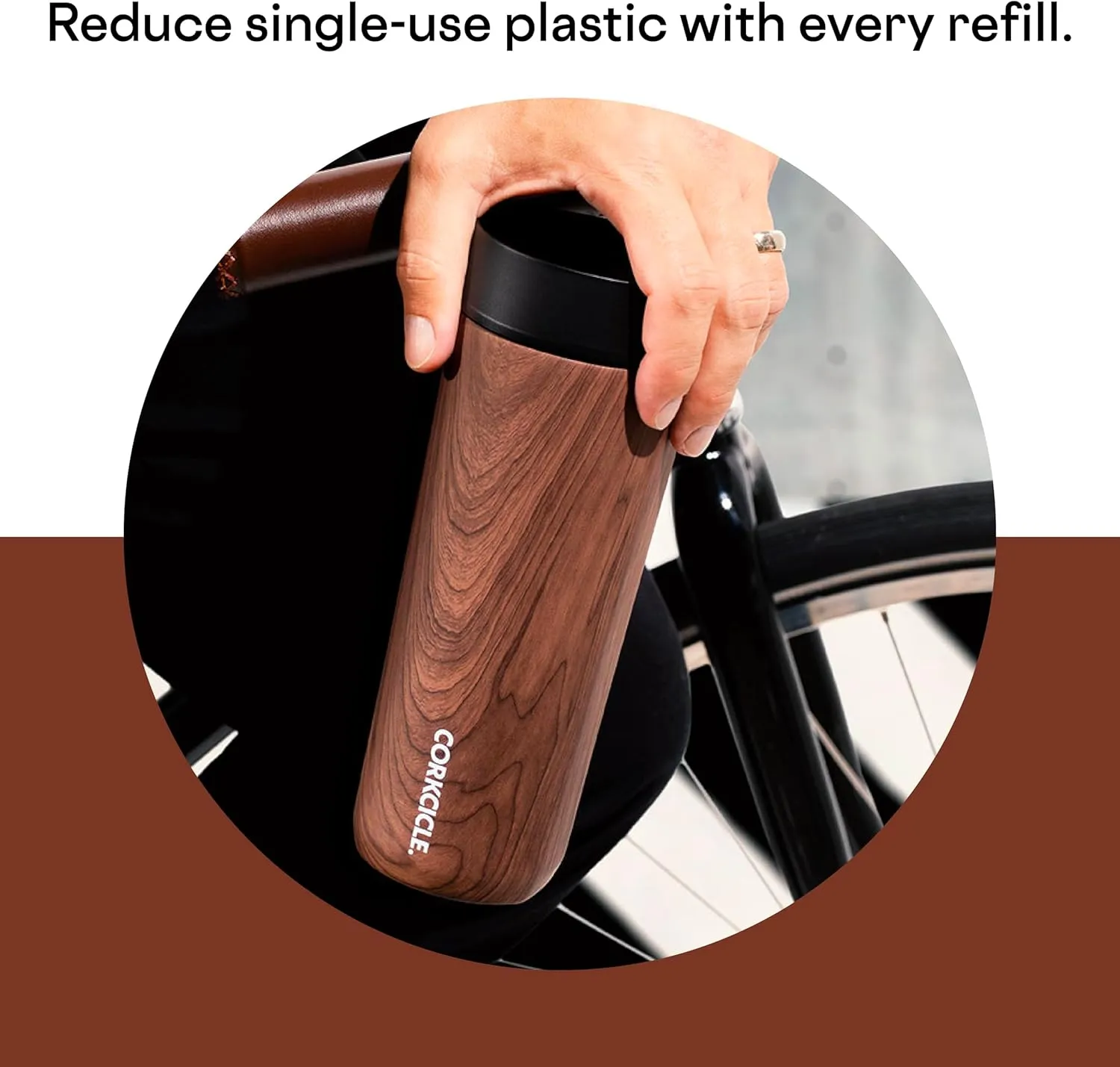 Corkcicle Commuter Cup Travel Mug with 360° Sip Lid, Walnut Wood, 17 oz – Insulated Coffee Mug with Lid Keeps Beverages Cold 18 Hours, Hot 5 Hours – Cupholder Friendly & Spill-Proof Slim Tumbler