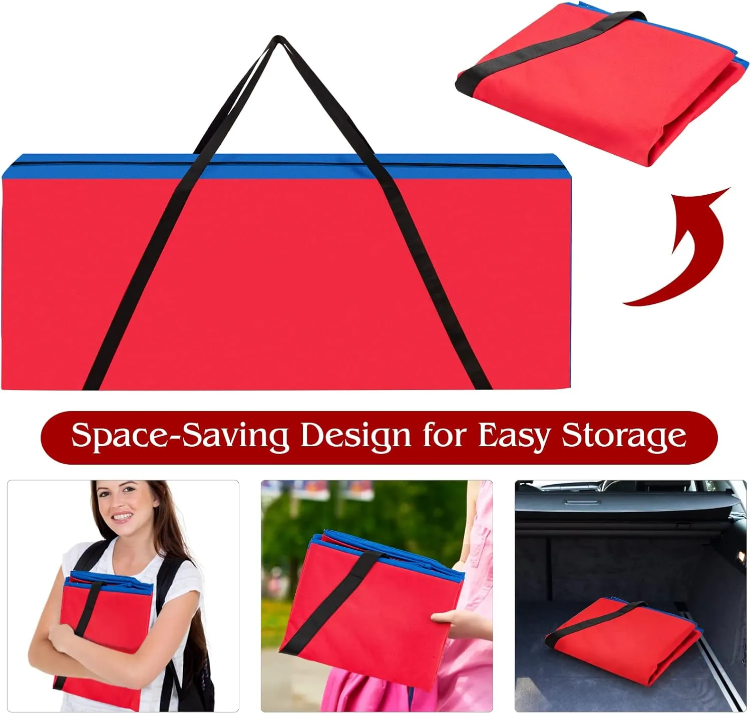 COSTWAY Jumbo 4-to-Score Giant Game Set with Carrying Bag, 2.5Ft Indoor Outdoor Game Set with Basketball Hoop, Ring Game, 42 Jumbo Rings, Quick-Release Slider, for Kids & Adults
