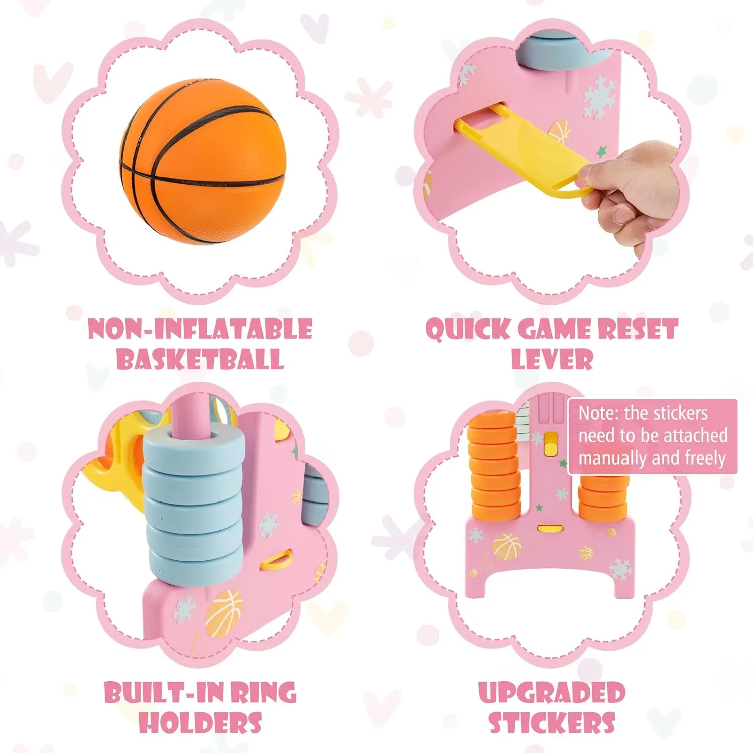 Costzon Giant 4-in-A-Row, Jumbo 4-to-Score Giant Game w/Carrying Bag, Basketball Hoop, 42 Jumbo Rings, Quick-Release Slider, Indoor Outdoor Family Connect Game for Kids & Adults, Backyard Games