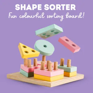 Cots and Cuddles - Wooden Shape Sorter Toy for Toddlers (2  Year Old)