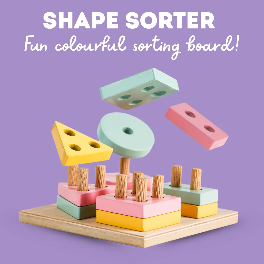 Cots and Cuddles - Wooden Shape Sorter Toy for Toddlers (2  Year Old)