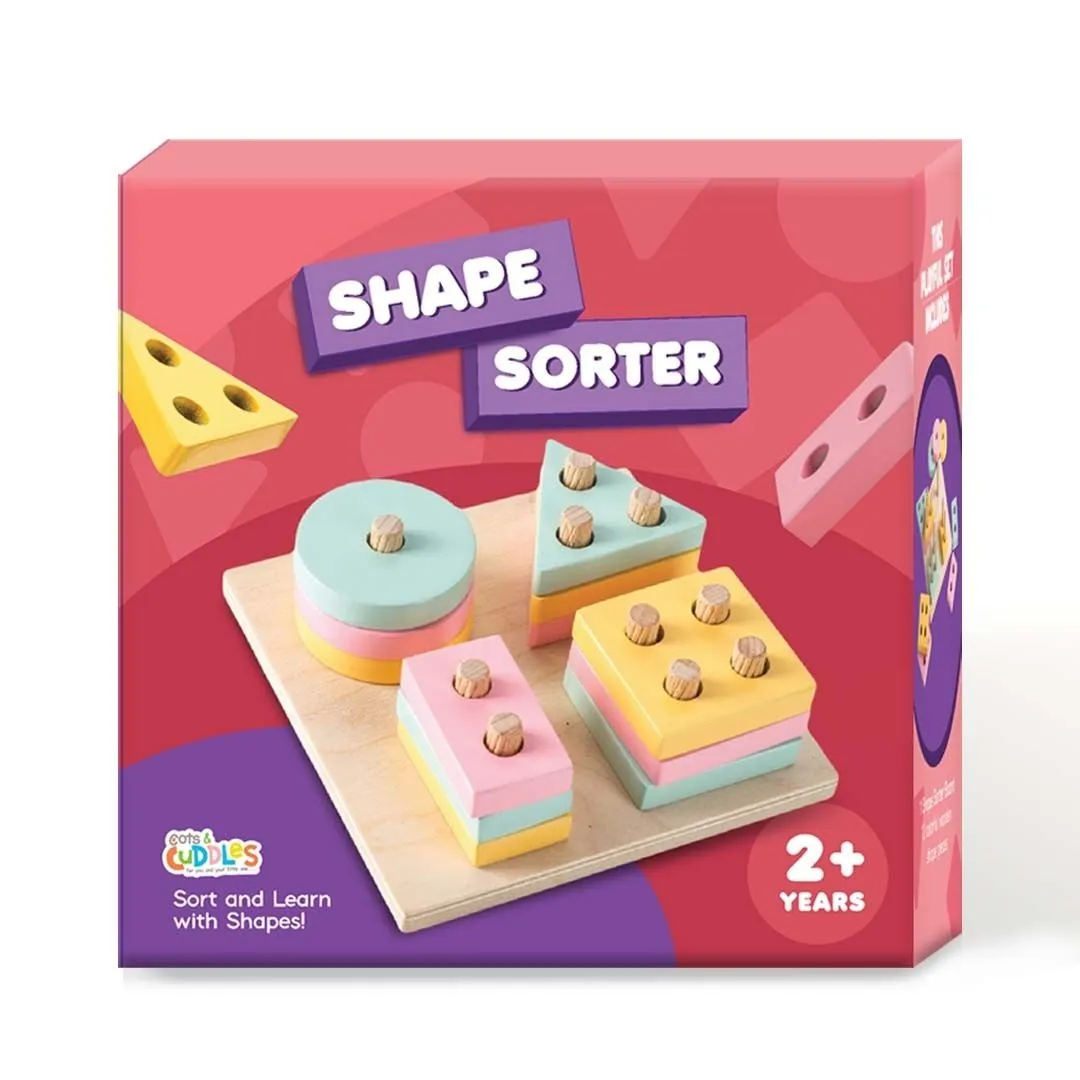 Cots and Cuddles - Wooden Shape Sorter Toy for Toddlers (2  Year Old)