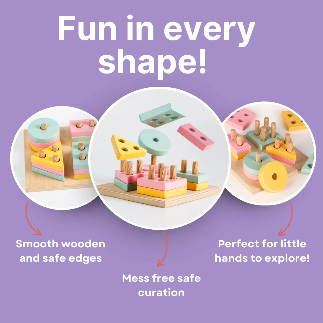Cots and Cuddles - Wooden Shape Sorter Toy for Toddlers (2  Year Old)