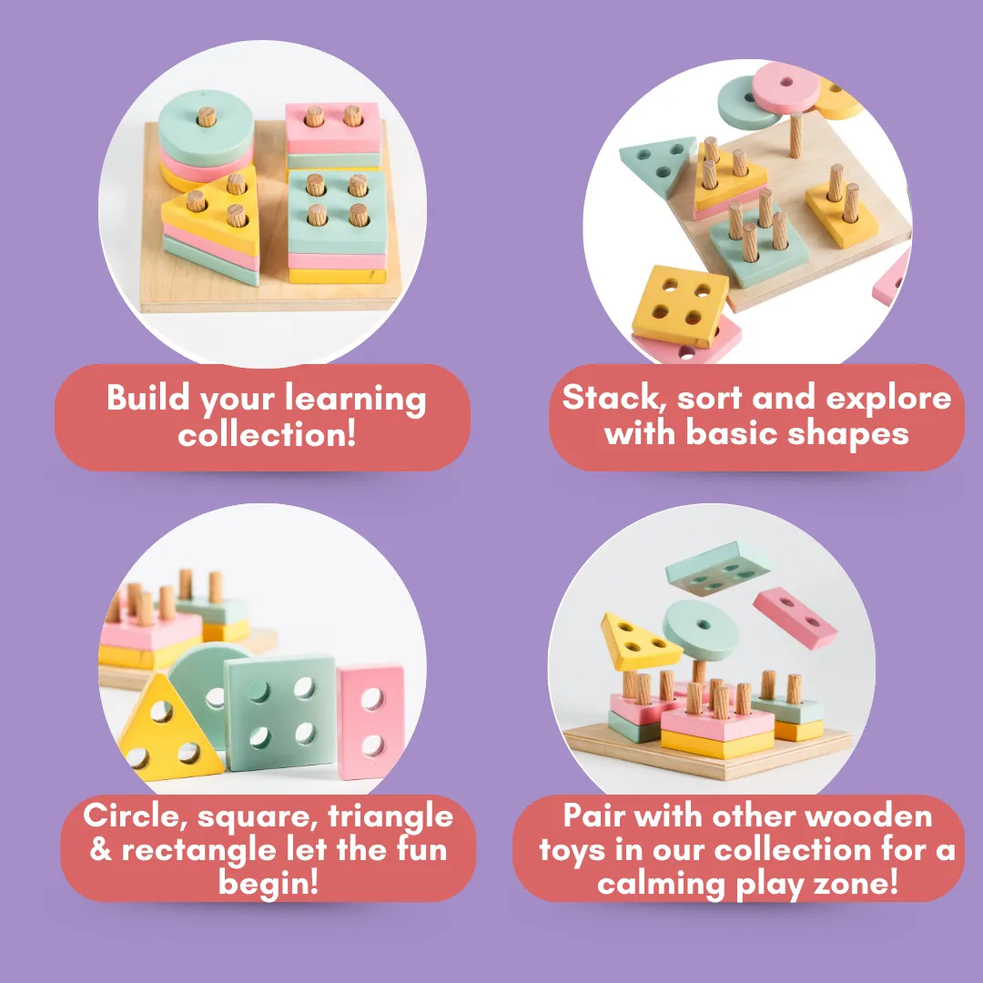 Cots and Cuddles - Wooden Shape Sorter Toy for Toddlers (2  Year Old)