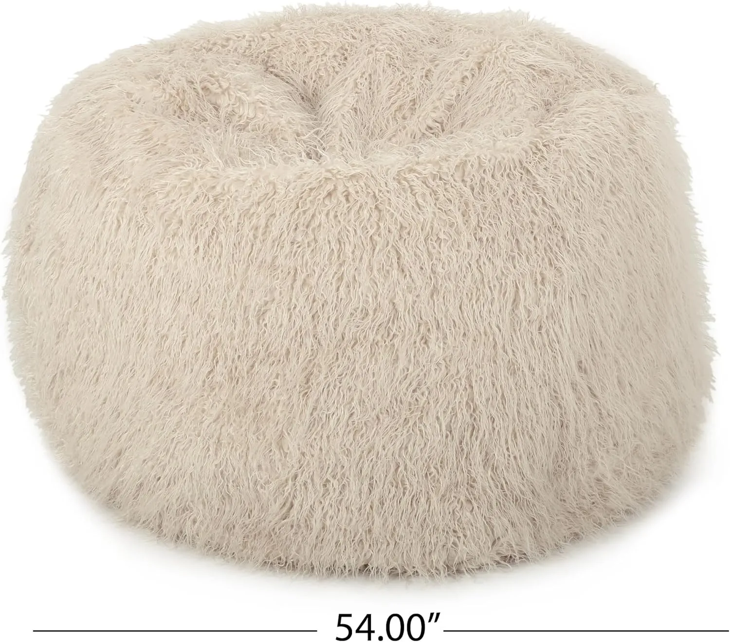 Cozy 5 Foot Rounded Faux Fur Bean Bag for Ultimate Comfort, Soft and Stylish, Relaxing in Living Room or Bedroom, Taupe