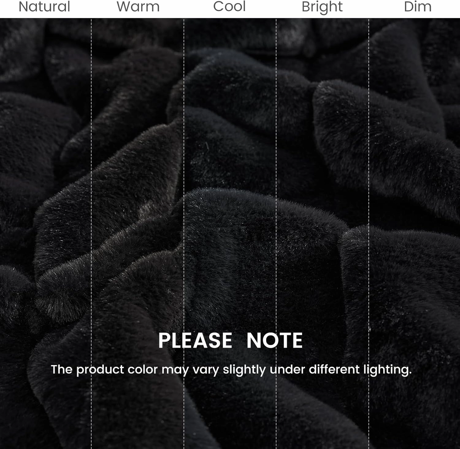 Cozy Bliss Faux Fur Throw Blanket for Couch, Cozy Warm Plush Striped Blanket for Sofa Bedroom Living Room, Black