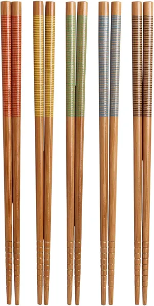 Crate & Barrel Striped Bamboo Chopstick, Set of 5 Pairs