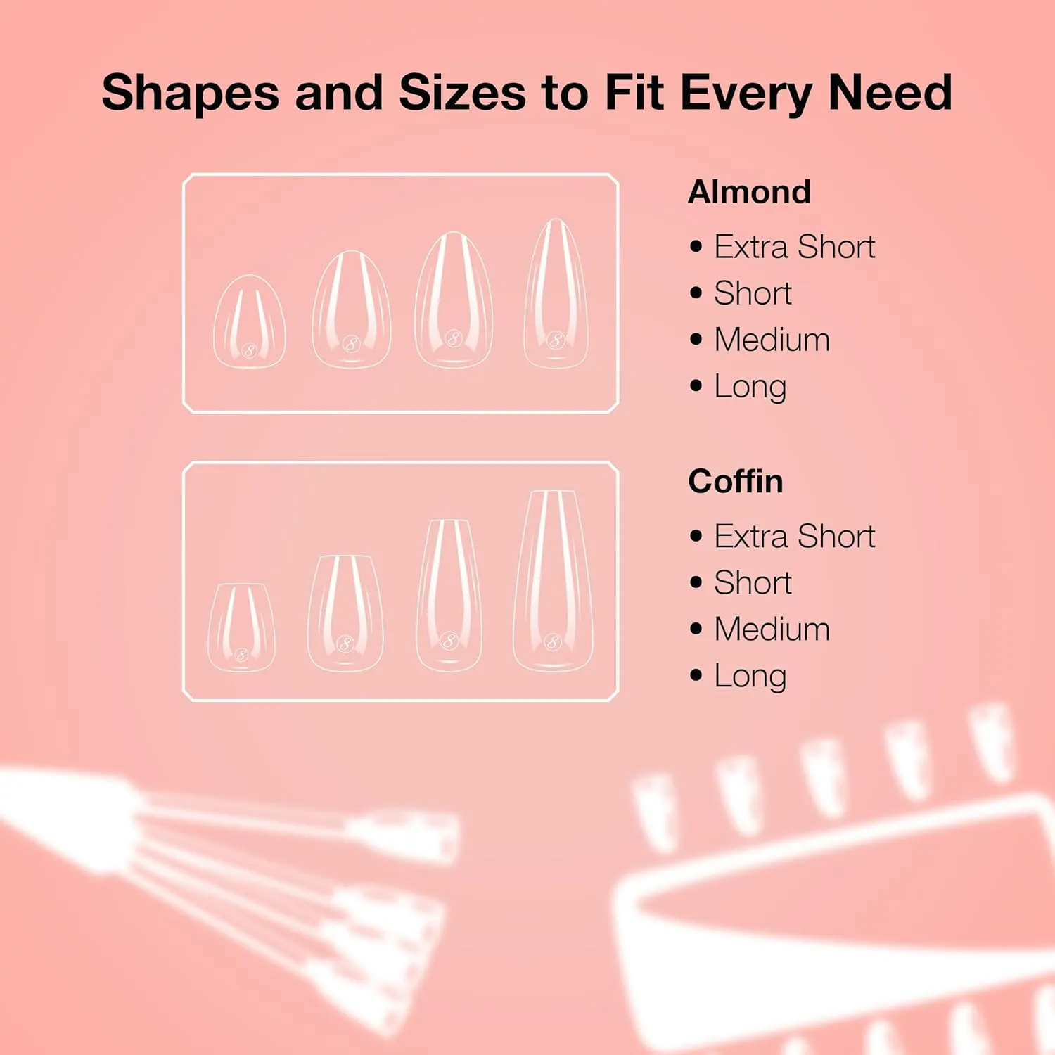 Cre8tion Soft Gel Nail Tips, Medium Square Shape, 602 Tips in 14 Sizes (00-9) for Professional Nail Extensions