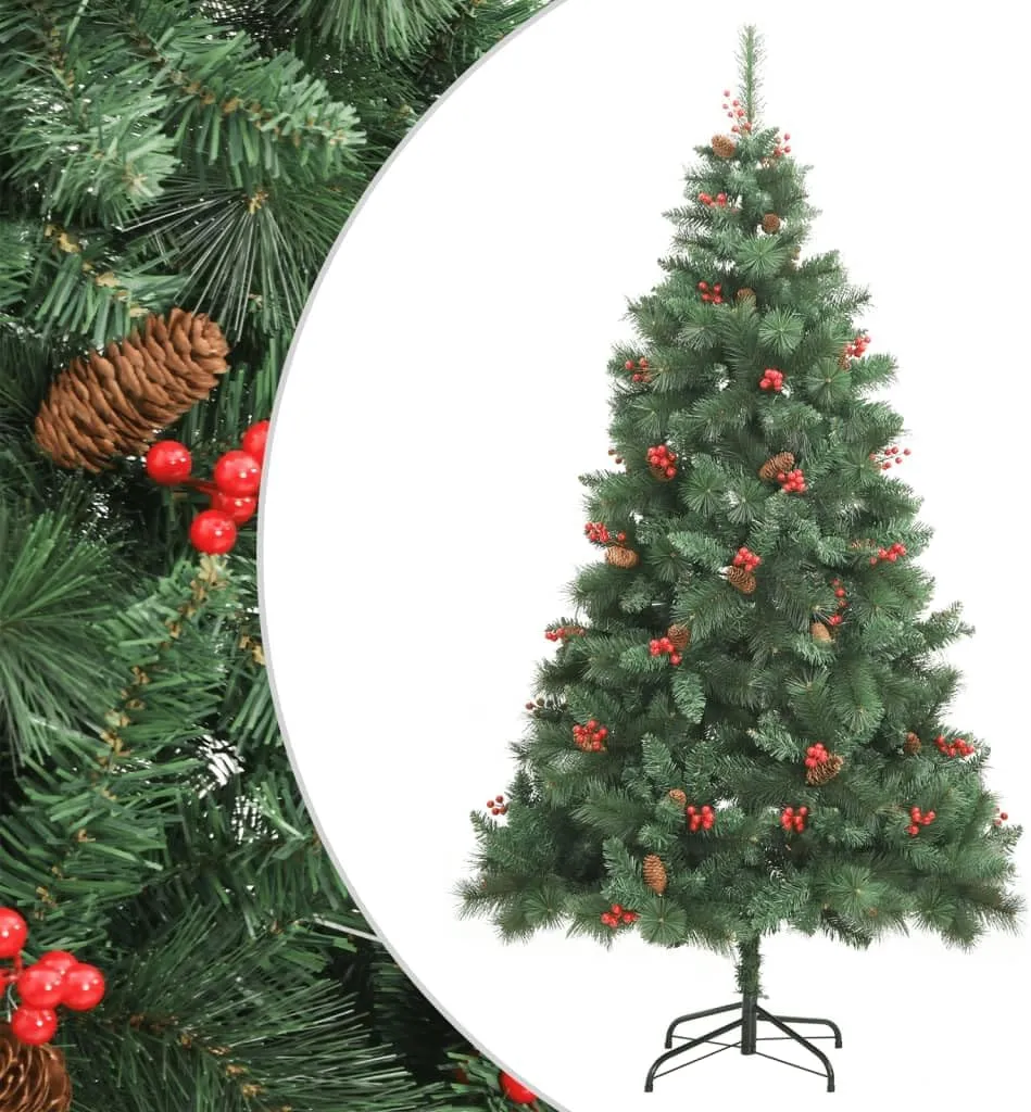 Create a Festive Atmosphere with Artificial Hinged Christmas Tree, 94.5" Tall, 1300 Tips, Cones & Berries Decoration