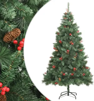 Create a Festive Atmosphere with Artificial Hinged Christmas Tree, 94.5" Tall, 1300 Tips, Cones & Berries Decoration