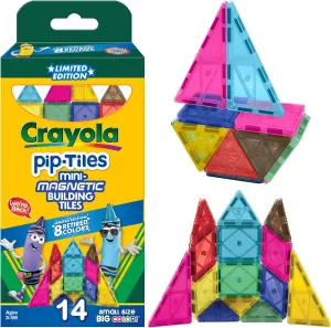 CreateOn Crayola Retro PIP Magnetic Tiles Set, Building Set for Kids, STEM Toys for Boys and Girls Ages 3 and Up, 14-Piece Set