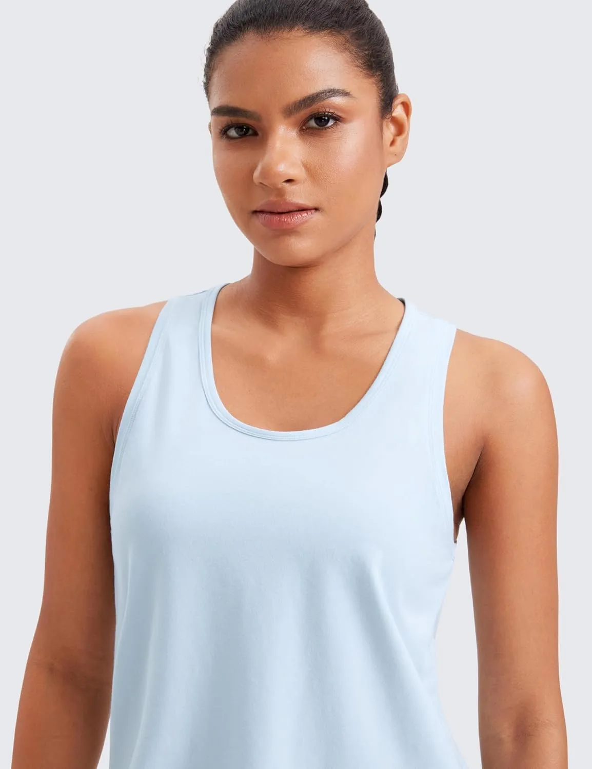 CRZ YOGA Pima Cotton Scoop Neck Tank Racerback Workout Tops for Women Soft Casual Basic Sleeveless Shirts