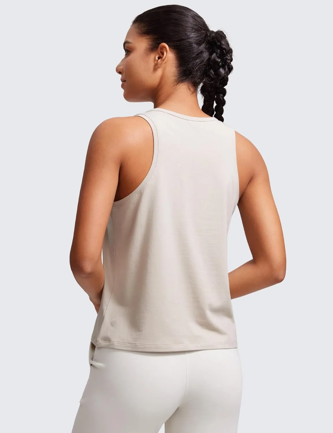 CRZ YOGA Pima Cotton Scoop Neck Tank Racerback Workout Tops for Women Soft Casual Basic Sleeveless Shirts