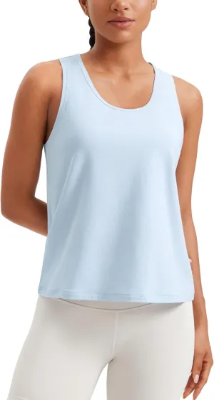 CRZ YOGA Pima Cotton Scoop Neck Tank Racerback Workout Tops for Women Soft Casual Basic Sleeveless Shirts