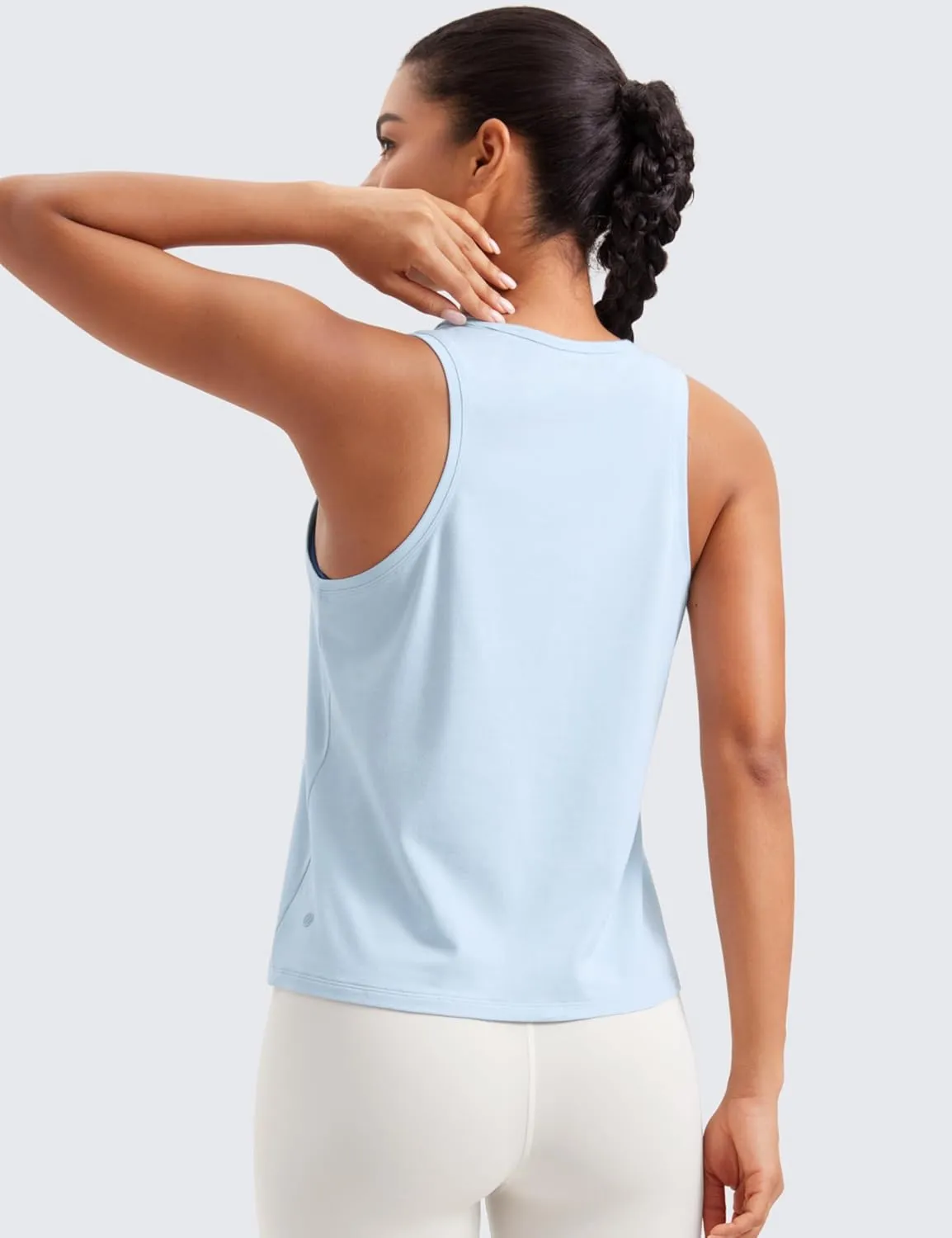 CRZ YOGA Pima Cotton Scoop Neck Tank Racerback Workout Tops for Women Soft Casual Basic Sleeveless Shirts