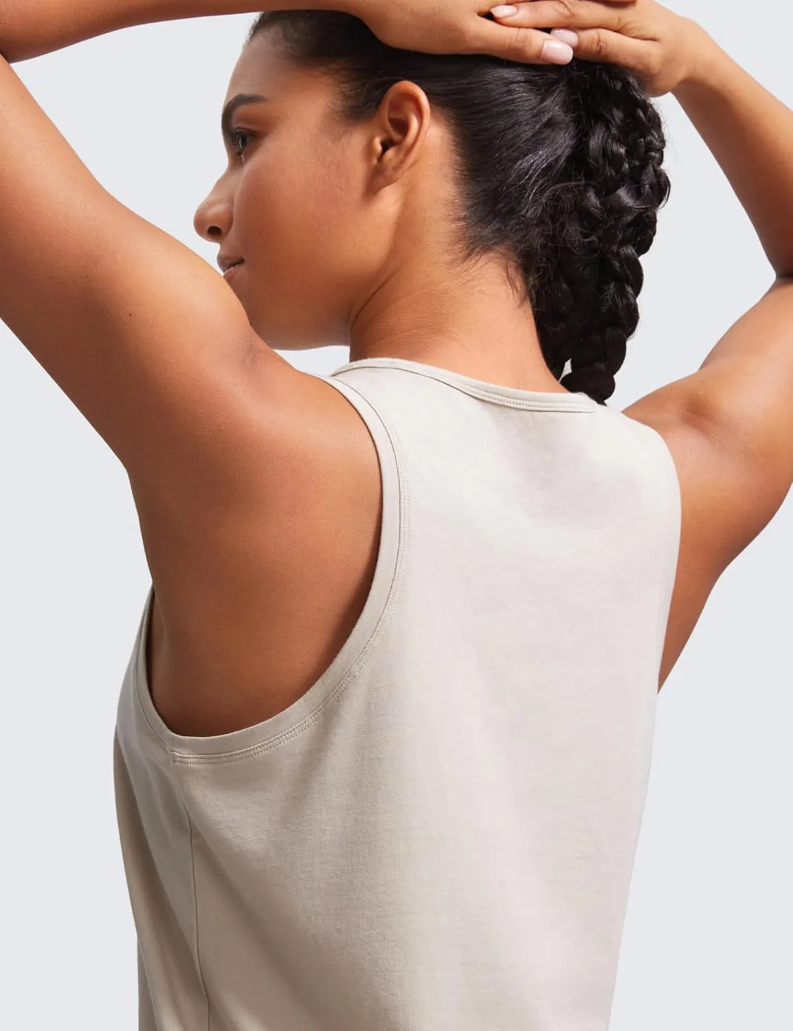 CRZ YOGA Pima Cotton Scoop Neck Tank Racerback Workout Tops for Women Soft Casual Basic Sleeveless Shirts
