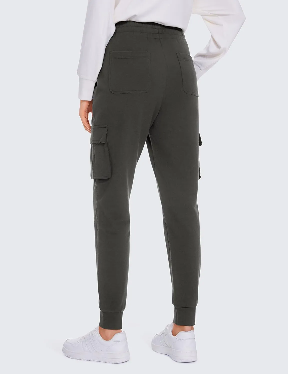 CRZ YOGA Womens Sweatpants Lightweight Cotton Cargo Joggers with 6 Pockets High Waisted Super Soft Casual Sweat Pants