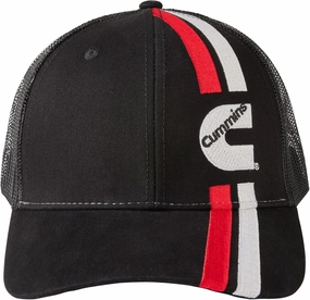 Cummins Diesel Engines Black Racing Style Stripes Snapback Mesh Hat/Cap