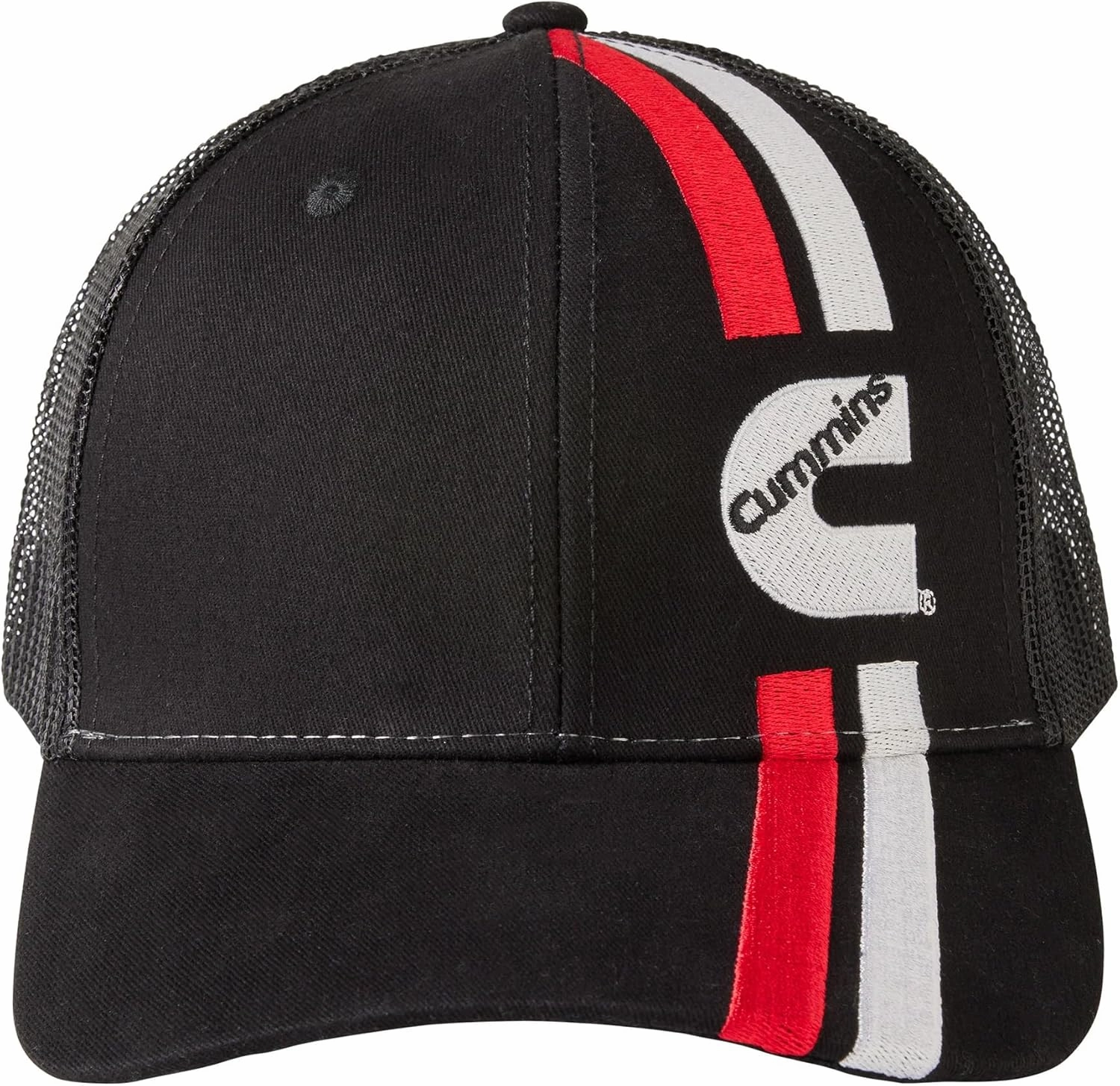 Cummins Diesel Engines Black Racing Style Stripes Snapback Mesh Hat/Cap