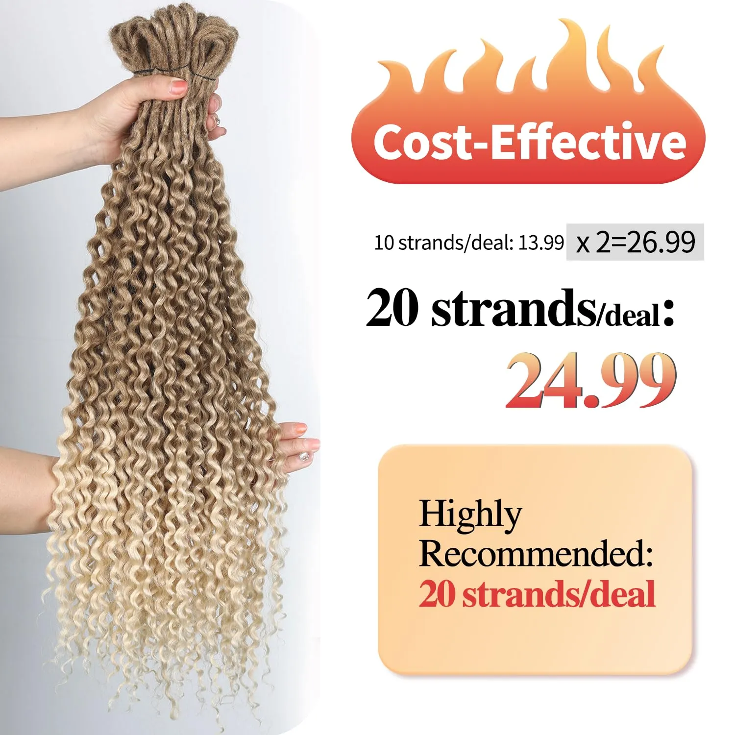 Curly DE Dreadlock Extensions Synthetic Wavy Double Ended Dreads with Curly Ends 20 Strands Handmade Crochet Dreads Soft Dreadlock Extensions for Women 24 inches