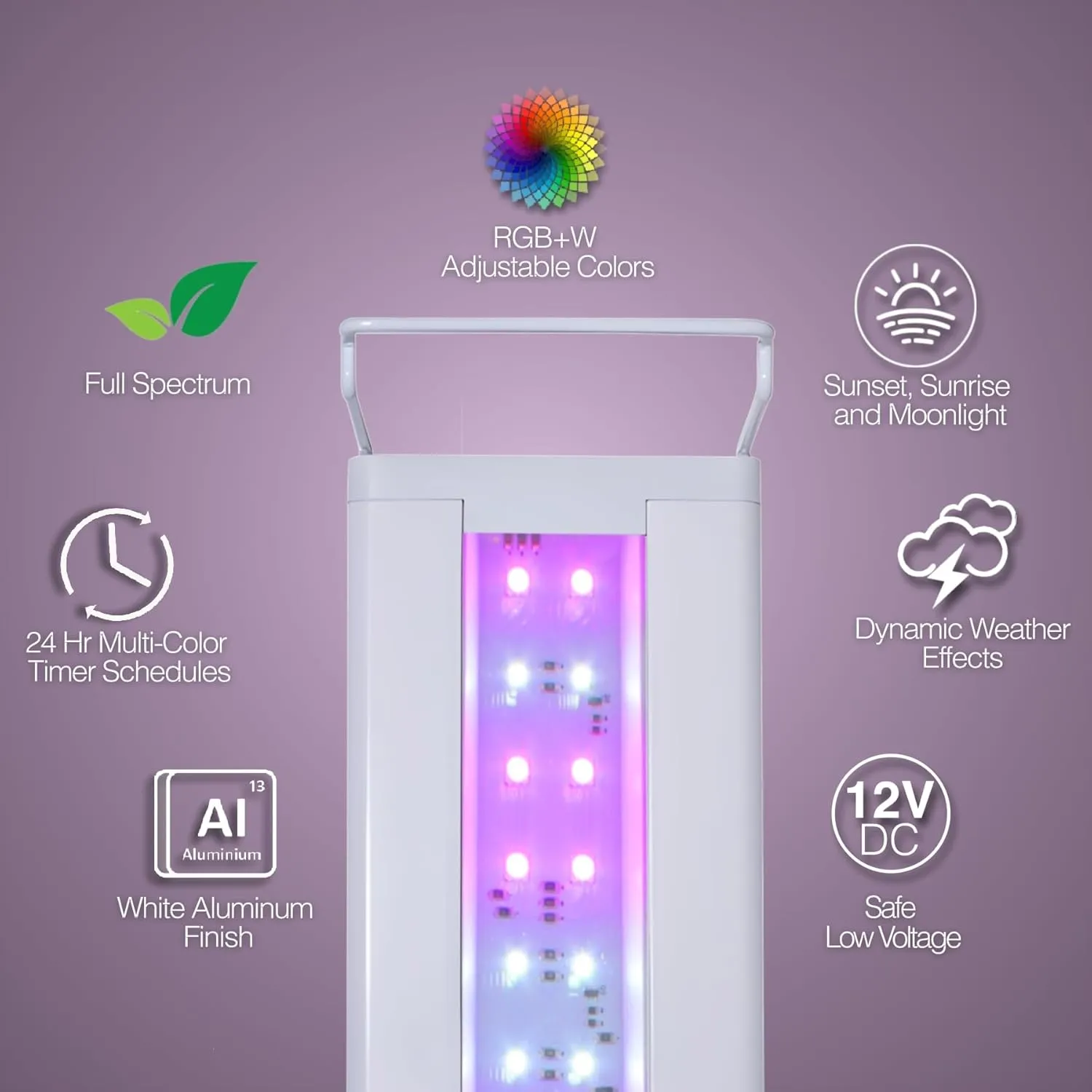 CURRENT USA 18-24" Inch White Full Spectrum Freshwater LED Aquarium Plant Light 10 15 20 25 Gallon | Satellite Plus RGB  for Aquariums | Wireless 24 Hour Timer Remote Fish Tank Planted Lighting (4320)