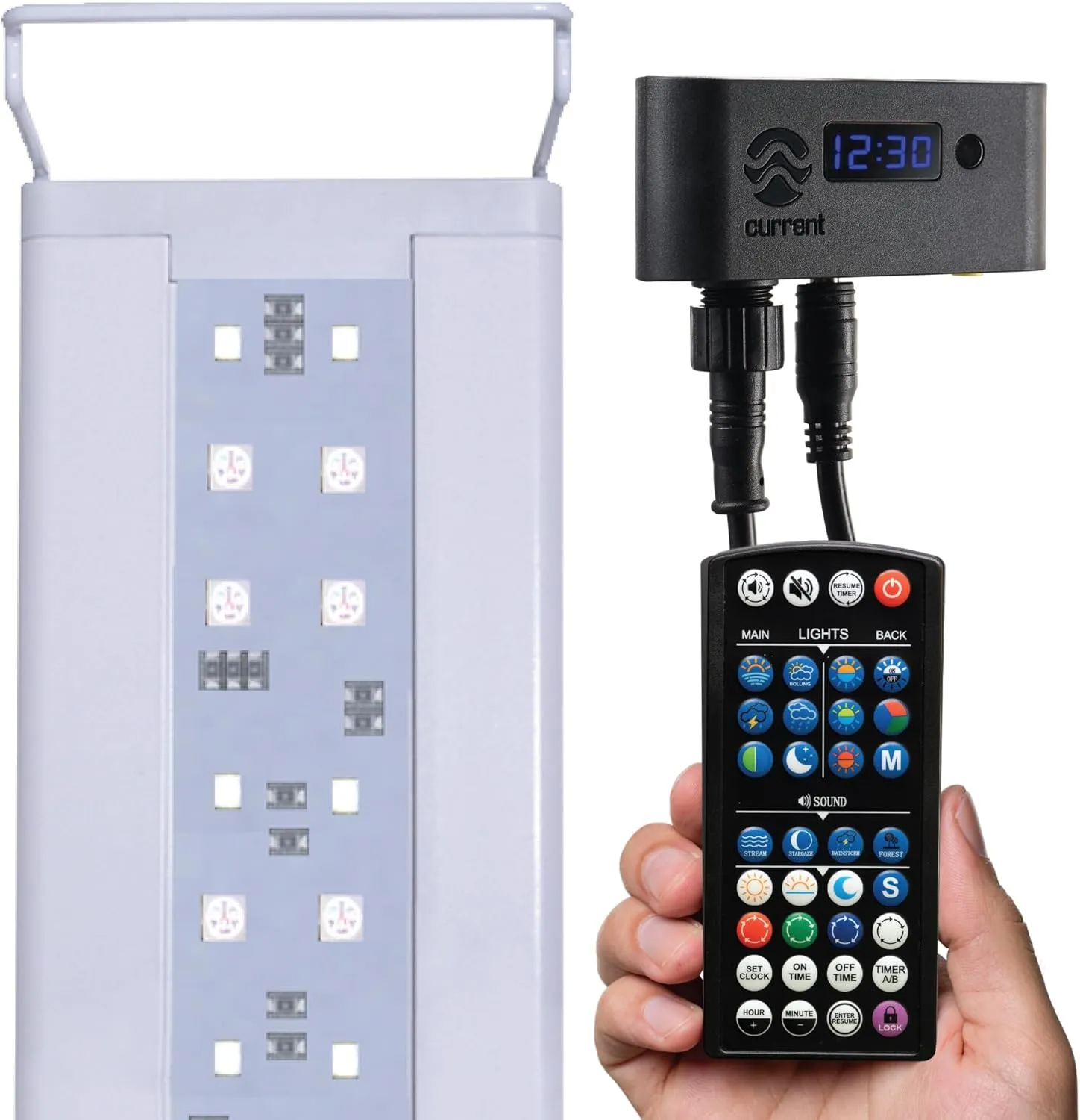 CURRENT USA 18-24" Inch White Full Spectrum Freshwater LED Aquarium Plant Light 10 15 20 25 Gallon | Satellite Plus RGB  for Aquariums | Wireless 24 Hour Timer Remote Fish Tank Planted Lighting (4320)