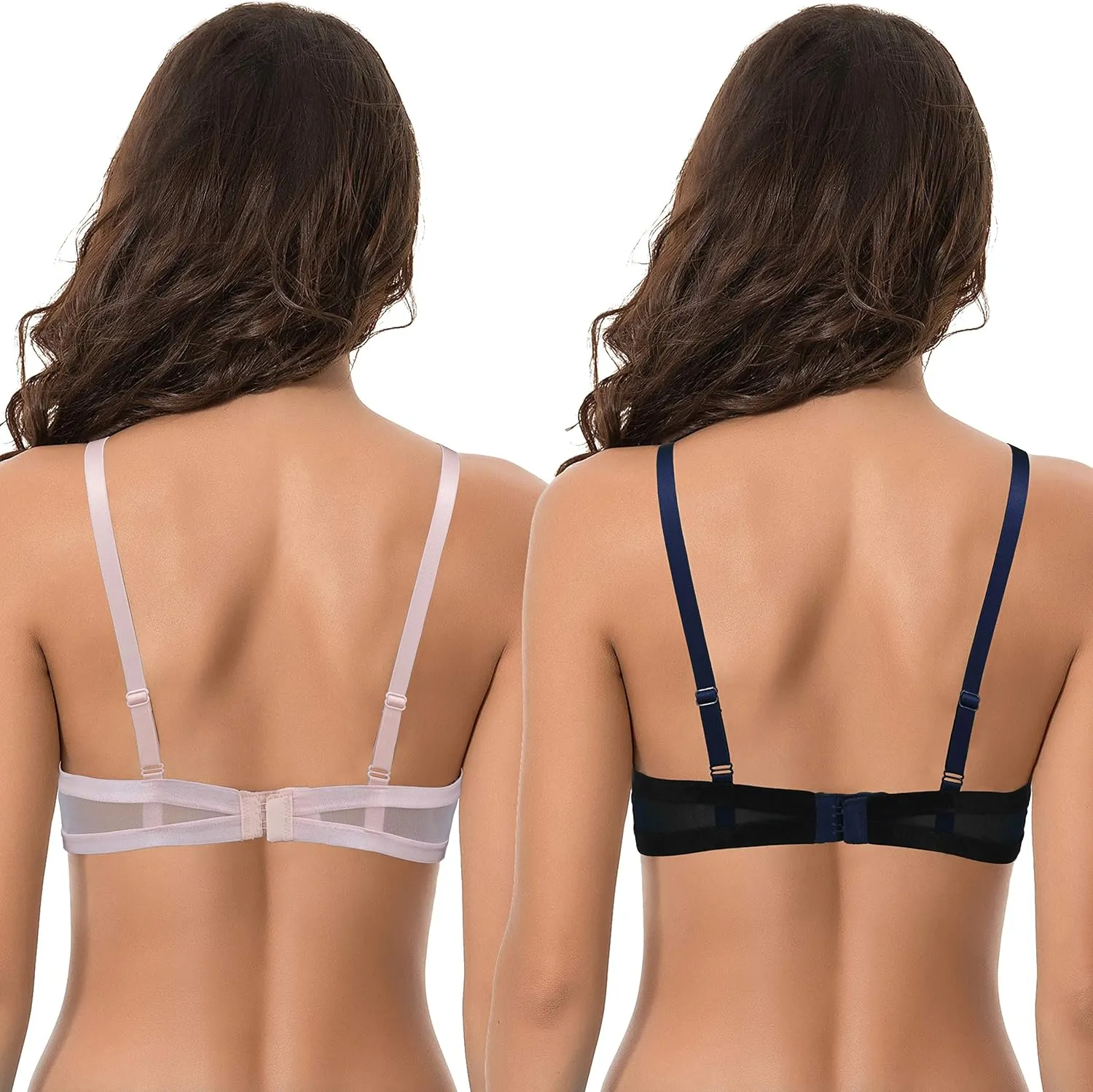 Curve Muse Women's Plus Size Push Up Add 1 Cup Underwire Perfect Shape Lace Bra