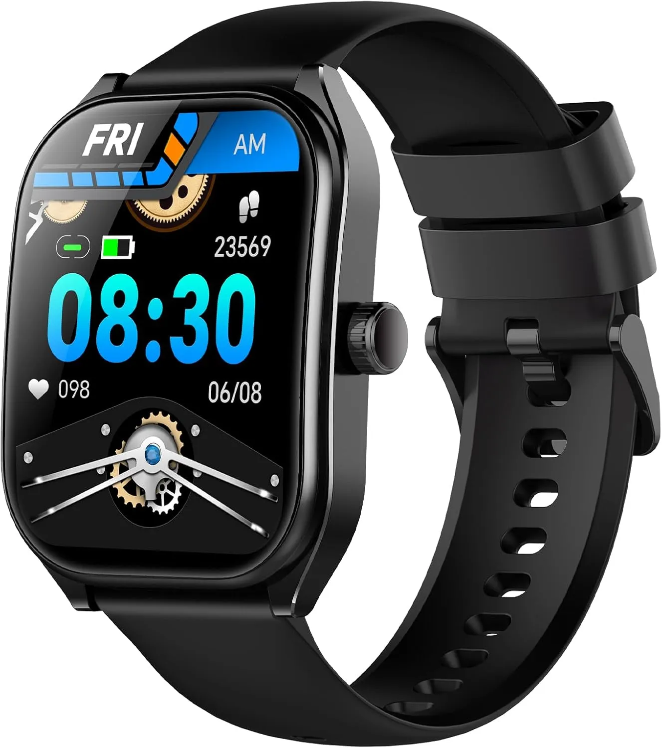 Curve Smart Watch for Men Women Answer Make Calls, 2.01" Fitness Tracker with 100 Sport Modes, Step Counter Heart Rate Sleep Tracker Accurate, IP68 Waterproof Fitness Watch for Android iOS, Black