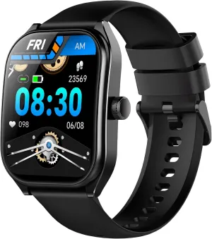 Curve Smart Watch for Men Women Answer Make Calls, 2.01" Fitness Tracker with 100 Sport Modes, Step Counter Heart Rate Sleep Tracker Accurate, IP68 Waterproof Fitness Watch for Android iOS, Black