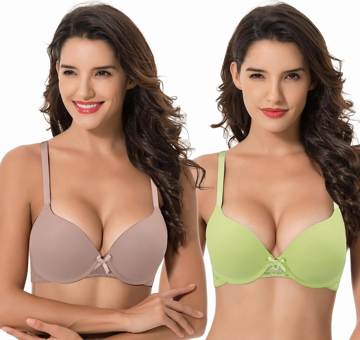 Curve Muse Womens Plus Size Perfect Shape Add 1 Cup Push Up Underwire Tshirt Bra
