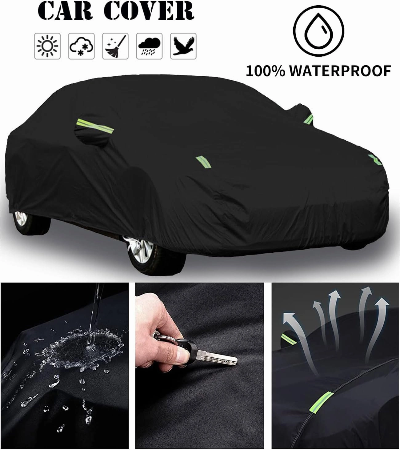 Custom-Fit for Kia Car Cover, Automobiles All Weather Waterproof, Car Cover All Weather Snowproof UV Protection Windproof Outdoor Full car Cover (for Kia NIRO)
