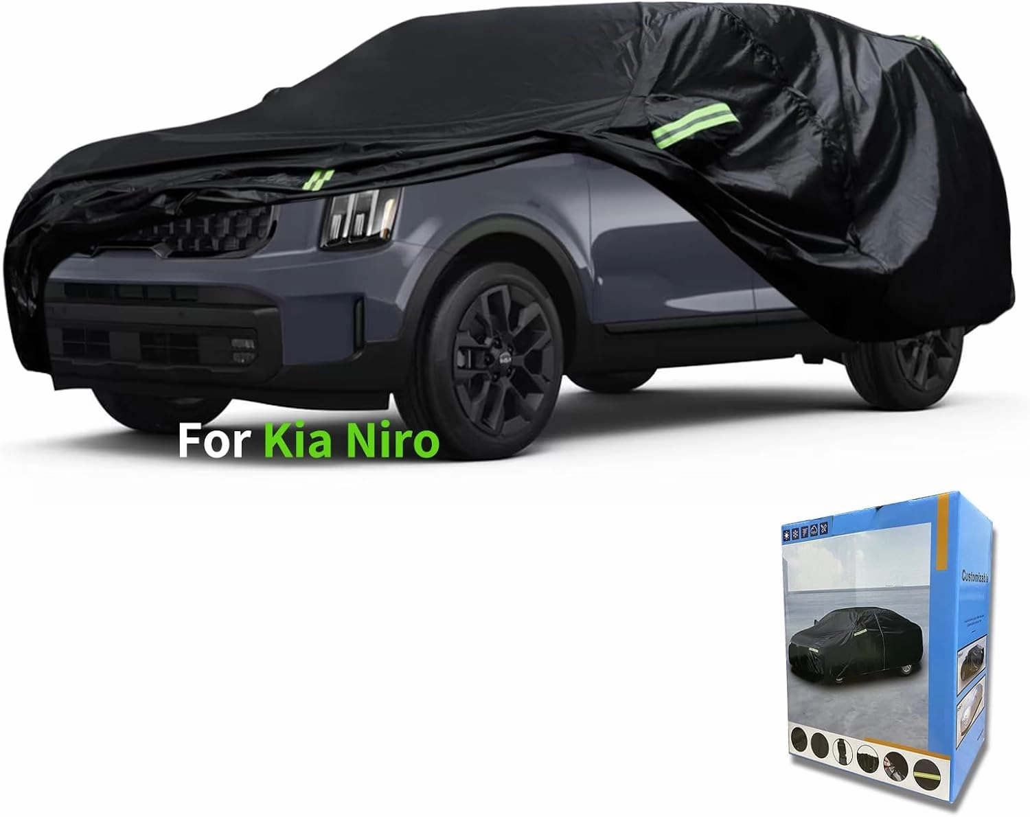 Custom-Fit for Kia Car Cover, Automobiles All Weather Waterproof, Car Cover All Weather Snowproof UV Protection Windproof Outdoor Full car Cover (for Kia NIRO)