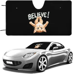 Cute Kitten Cat Believe Car Windshield Sun Shade Block UV Rays Sun Visor Keep Vehicle Cool