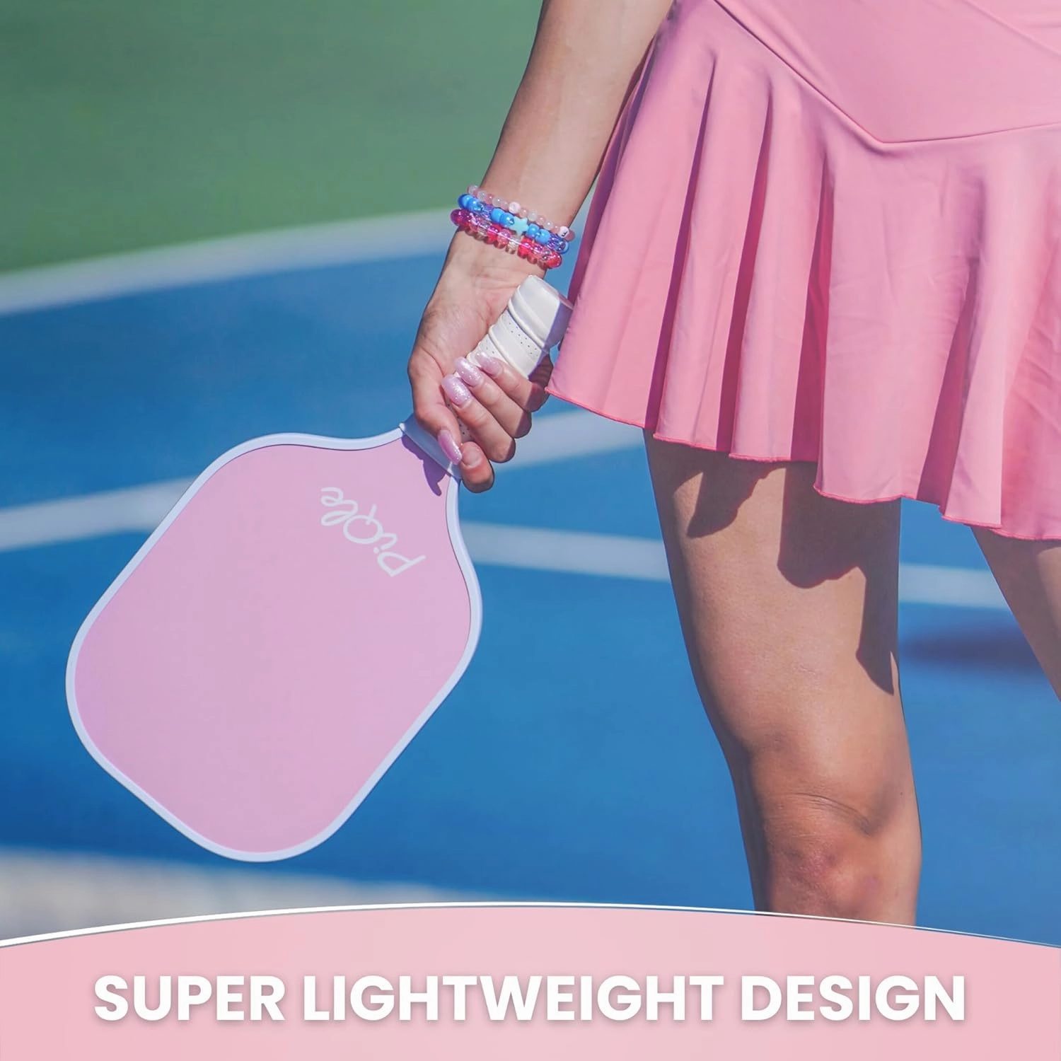 Cute Pink Pickleball Paddle | Fiberglass Surface Pickleball Racket with Comfort Cushion Grip | Lightweight Ideal for Beginners | Pickleball Gifts for Women