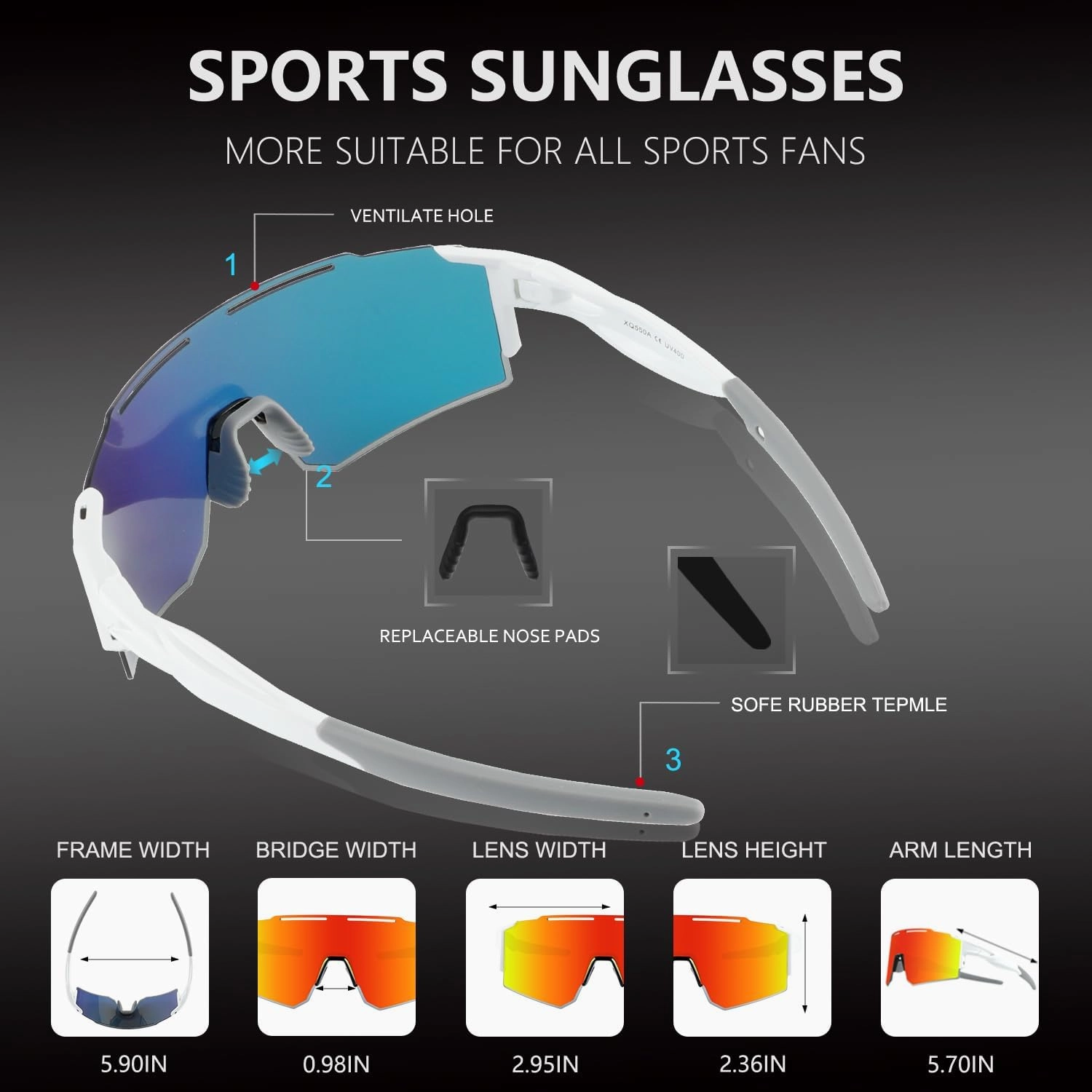 Cycling Sunglasses Polarized Sunglasses for Cycling Men Women with 1 Lens or 3 Interchangeable Lens Baseball Glasses